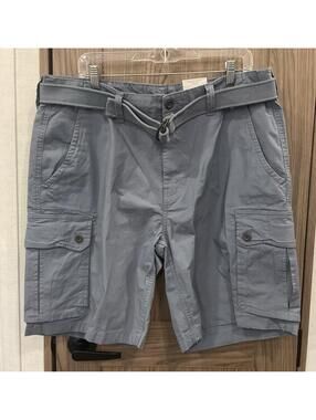 NWT St. John’s Bay Mens Bluish Gray Cargo Shorts With Belt Size 38